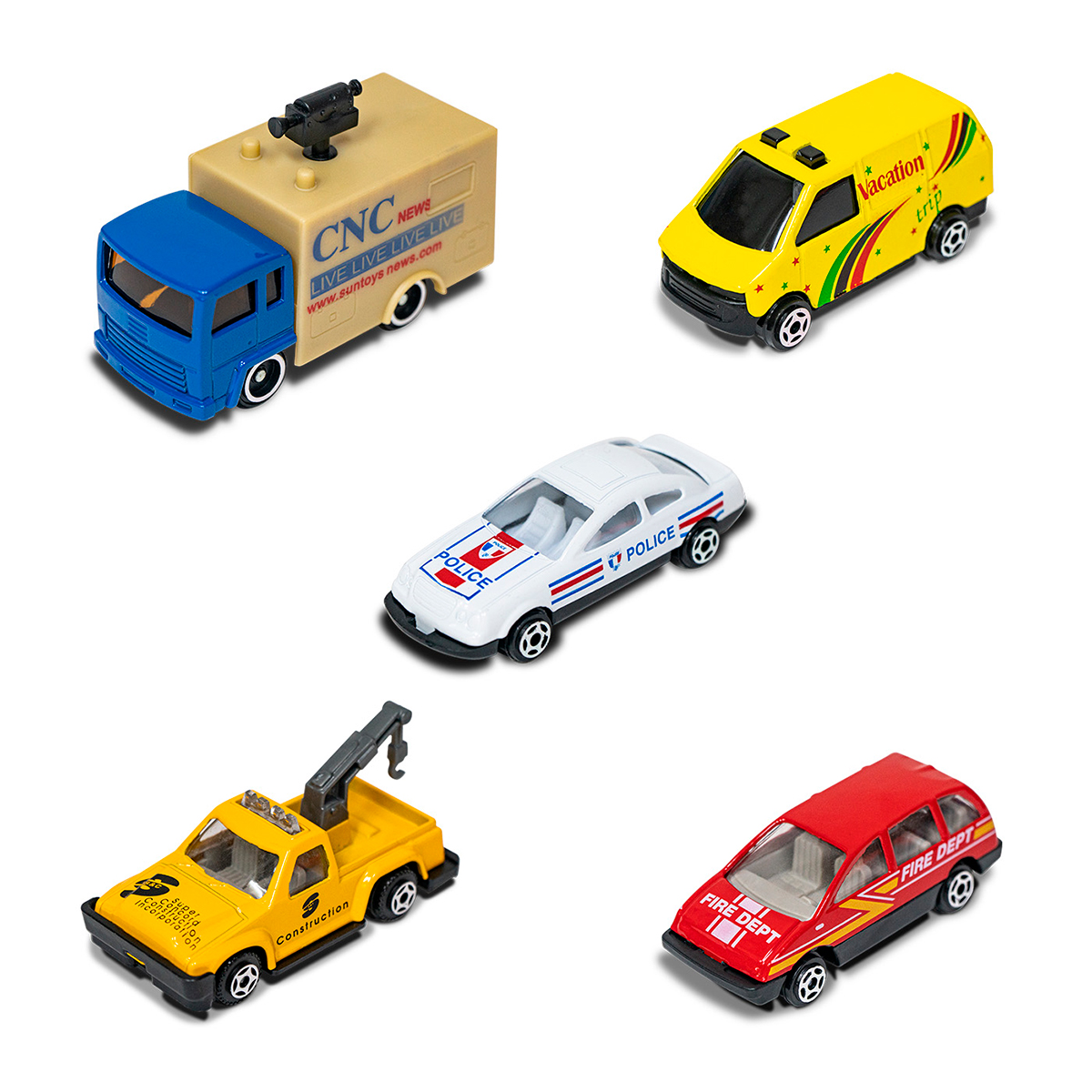 SET REGALO CIUDAD CON 5 AUTOS – VEHÍCULOS URBANOS EN MINIATURA PARA NIÑOS - 2
