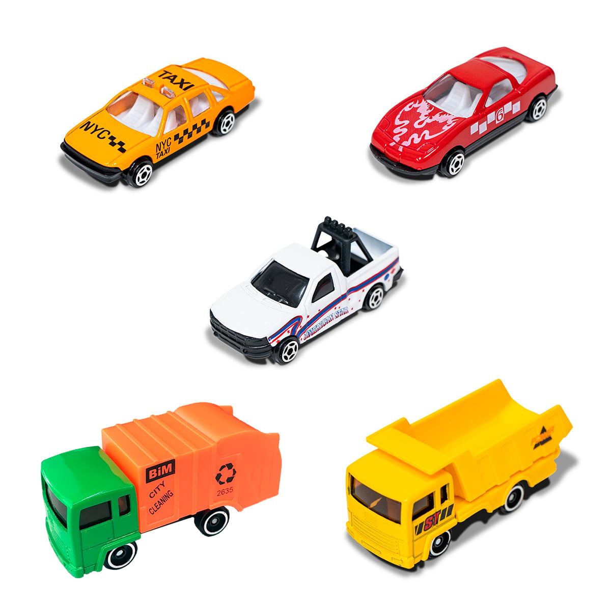 SET REGALO CIUDAD CON 5 AUTOS – VEHÍCULOS URBANOS EN MINIATURA PARA NIÑOS - 3