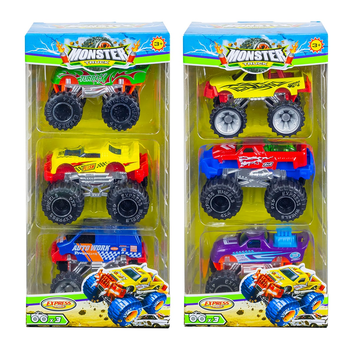 PACK 3 MONSTER TRUCK DE JUGUETE – VEHÍCULOS EN MINIATURA PARA NIÑOS (SURTIDO) - 1
