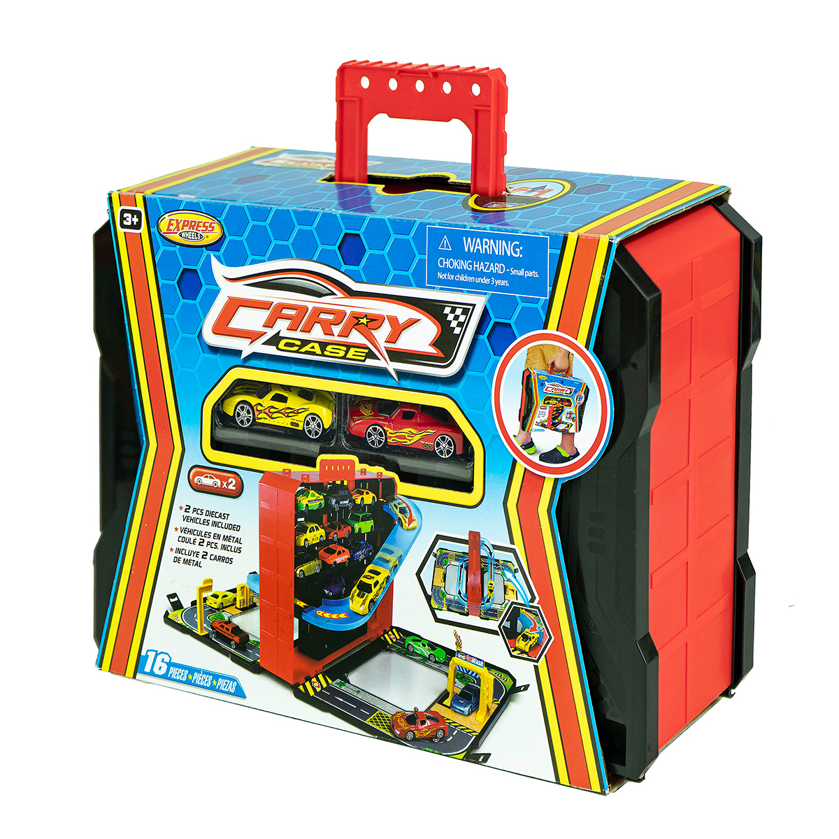 GARAJE PLEGABLE PORTÁTIL – MALETÍN DE AUTOS CON PLAYSET URBANO - 4