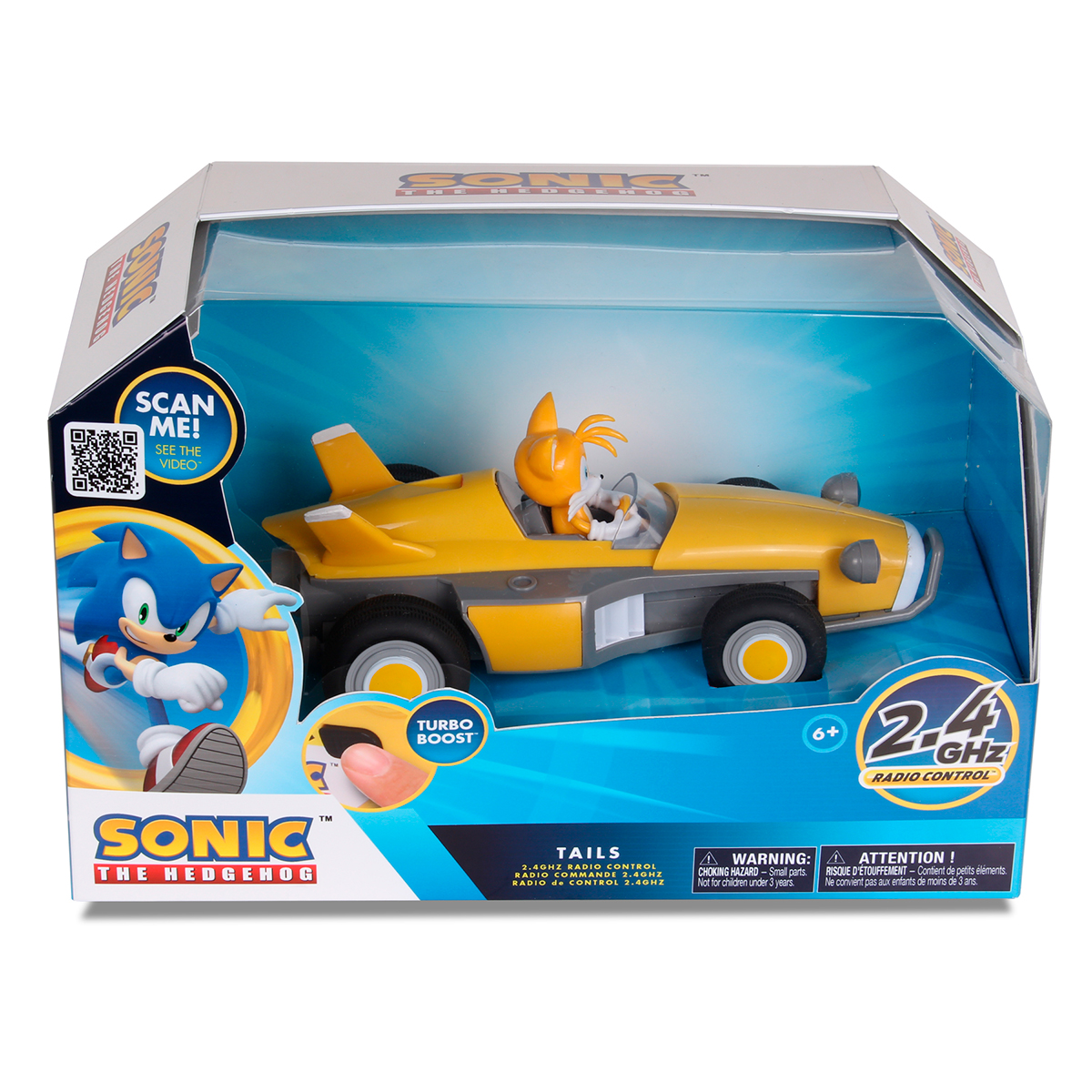 AUTO DE JUGUETE DE SONIC A CONTROL REMOTO TAILS 2.4GHZ CON MODO TURBO - 2