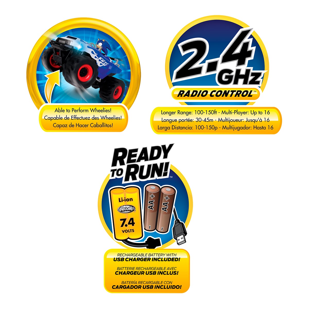 AUTO DE JUGUETE DE SONIC A CONTROL REMOTO MONSTER TRUCK - 2