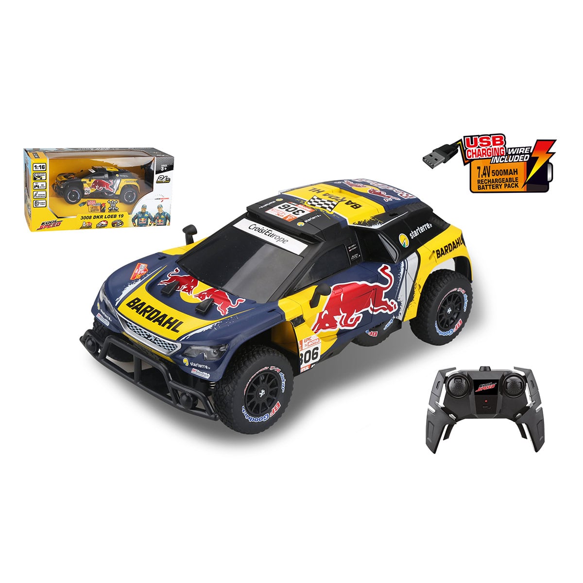 AUTO A CONTROL REMOTO PEUGEOT 3008 DKR LOEB 19-1/16-2.4G - 1