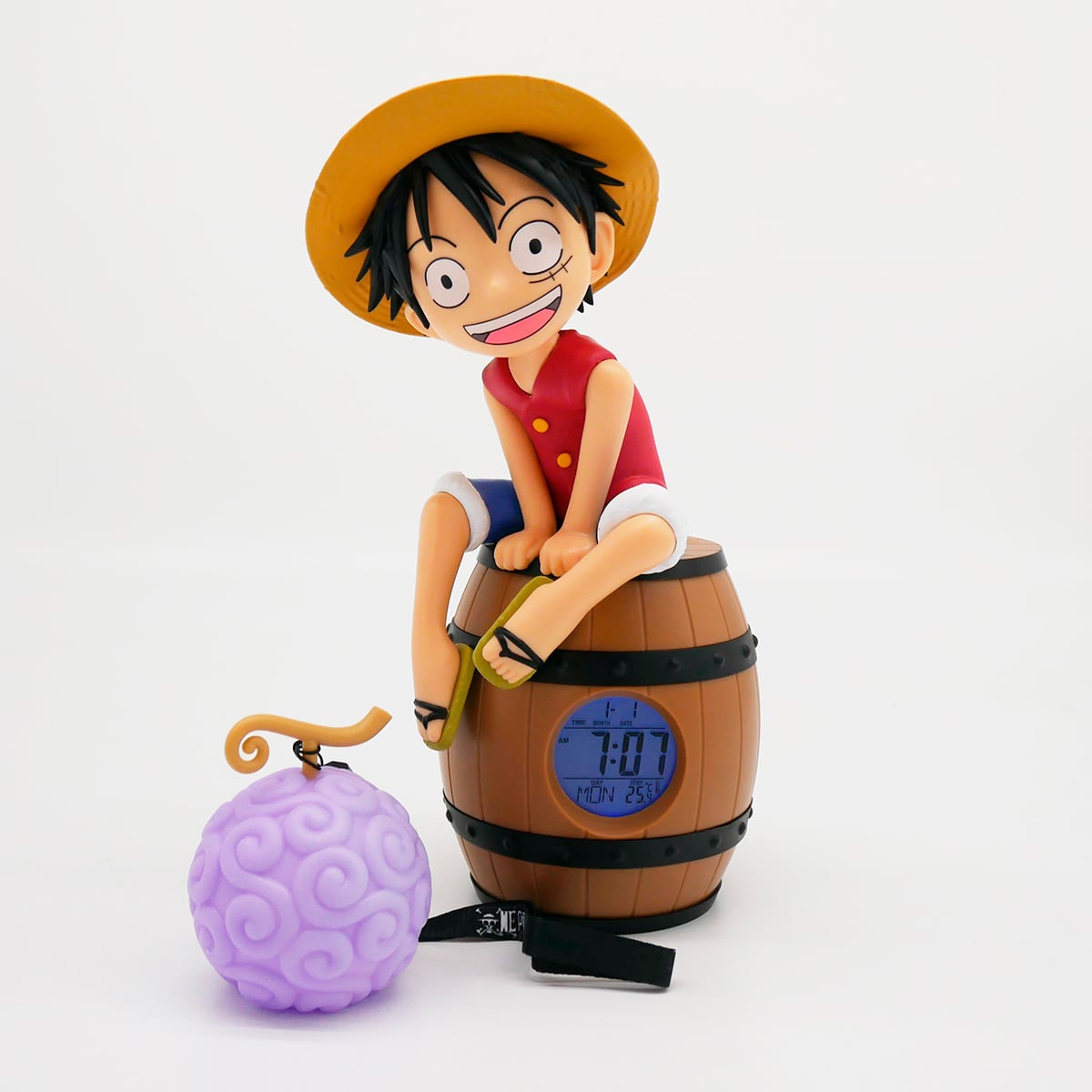 PACK-RELOJ LUFFY EN BARRIL-FRUTA DEL DIABLO CON LUZ Y CORREA DE MANO - 2