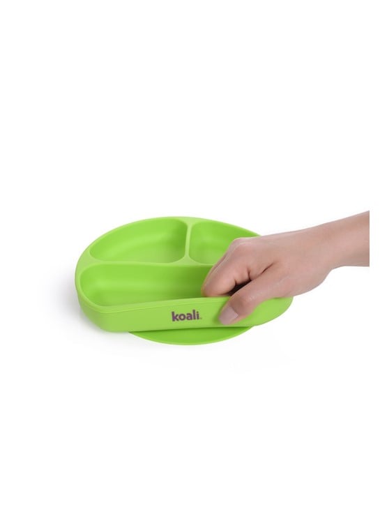 PLATO KOALI DIVISIONES DE SILICONA CON Y SUCCION VERDE BEBE - 1