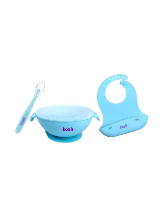 PLATO KOALI BABERO CUCHARA DE SILICONA CELESTE PARA BEBÉ - 1