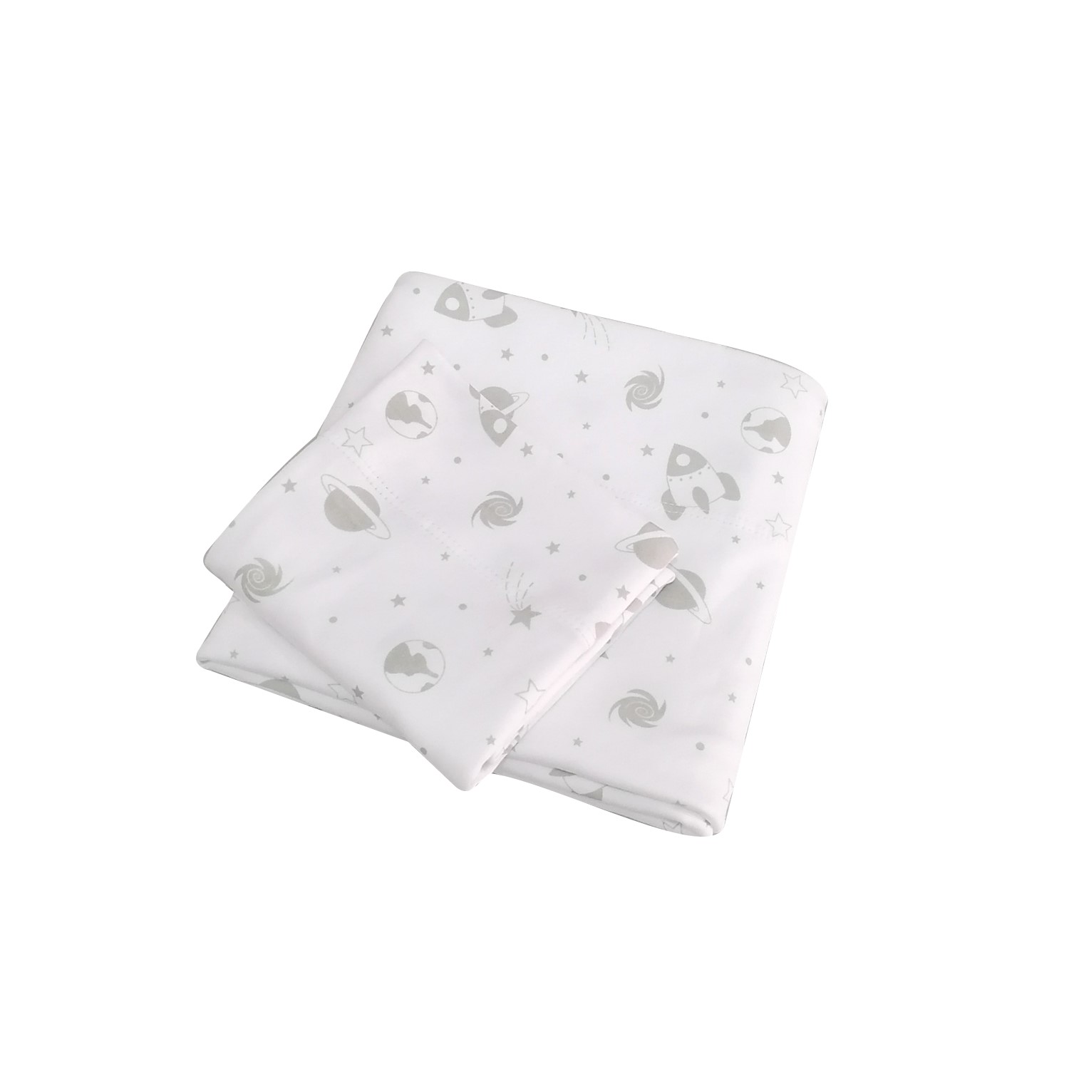 SABANAS PARA BEBE COLECHO ALGODÓN NAVES GRISES - 1