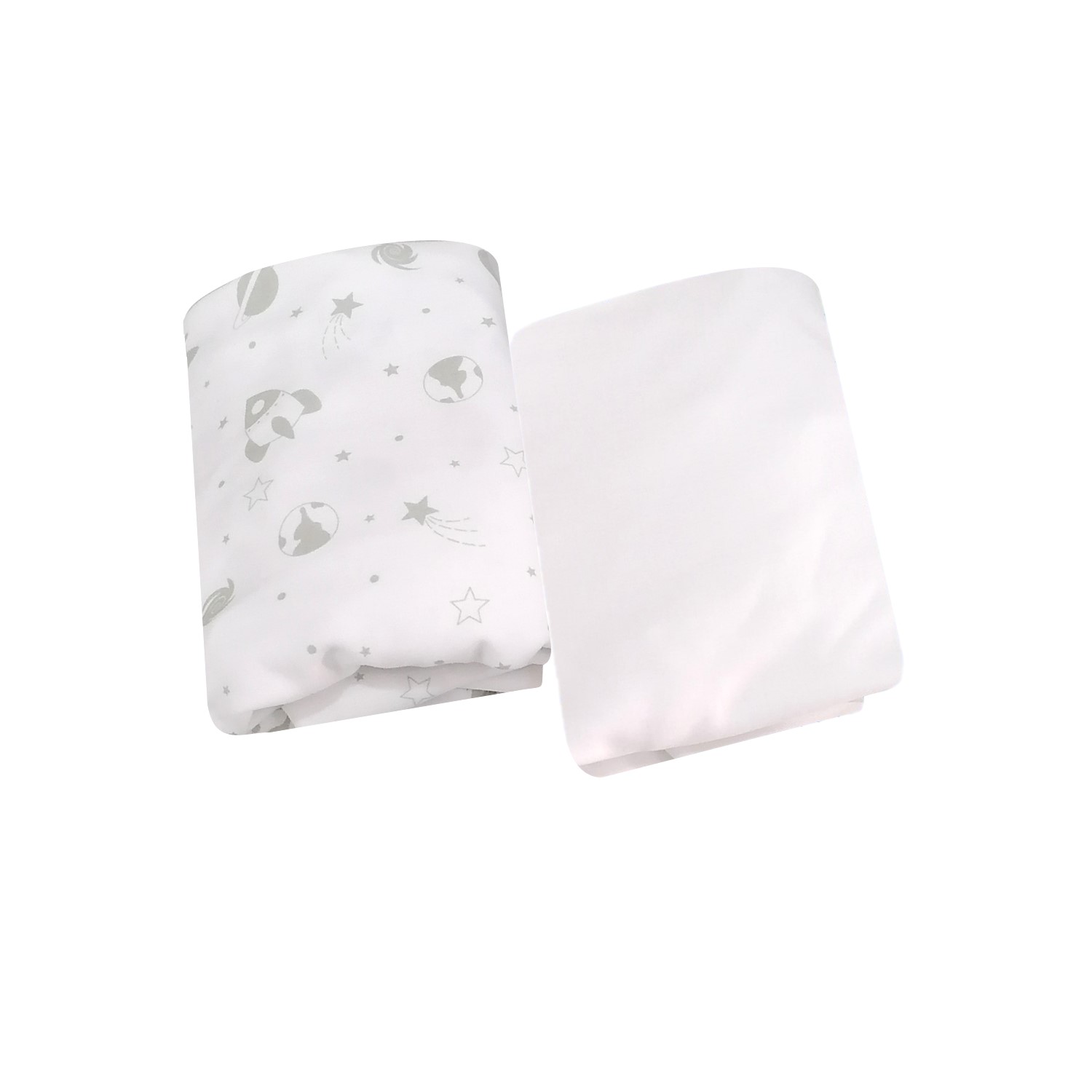 SABANAS BAJERAS BEBE PACK AND PLAY ALGODÓN X 2 NAVES GRIS - 1