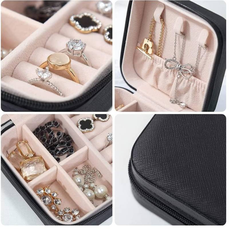 PACK DE 04 UNIDADES DE MINI ORGANIZADOR DE JOYAS DE VIAJE PORTÁTIL CON CREMALLERA COLOR ROSADO - 3