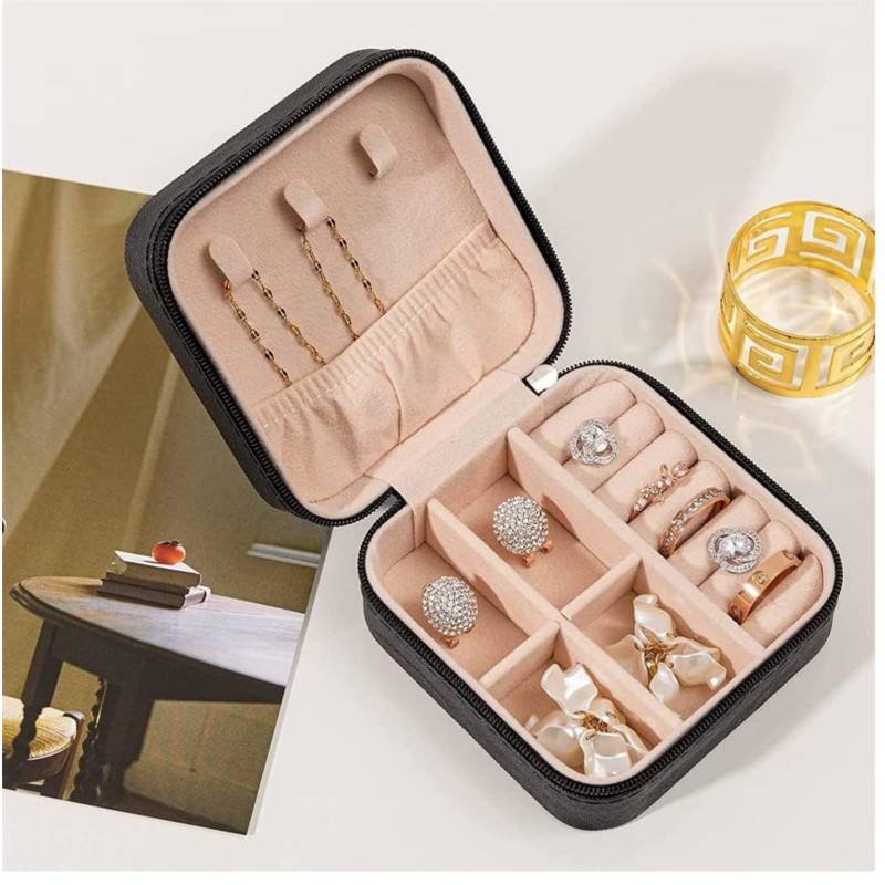 PACK DE 04 UNIDADES DE MINI ORGANIZADOR DE JOYAS DE VIAJE PORTÁTIL CON CREMALLERA COLOR ROSADO - 5