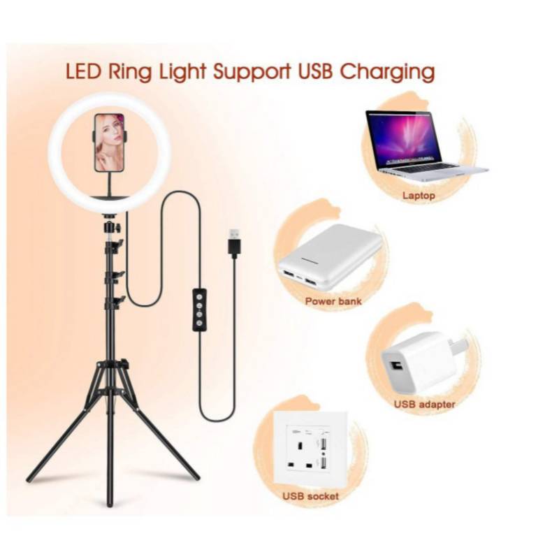 ARO ANILLO LUZ LED COLORES RGB 30 CM + TRÍPODE 210 MT - 5