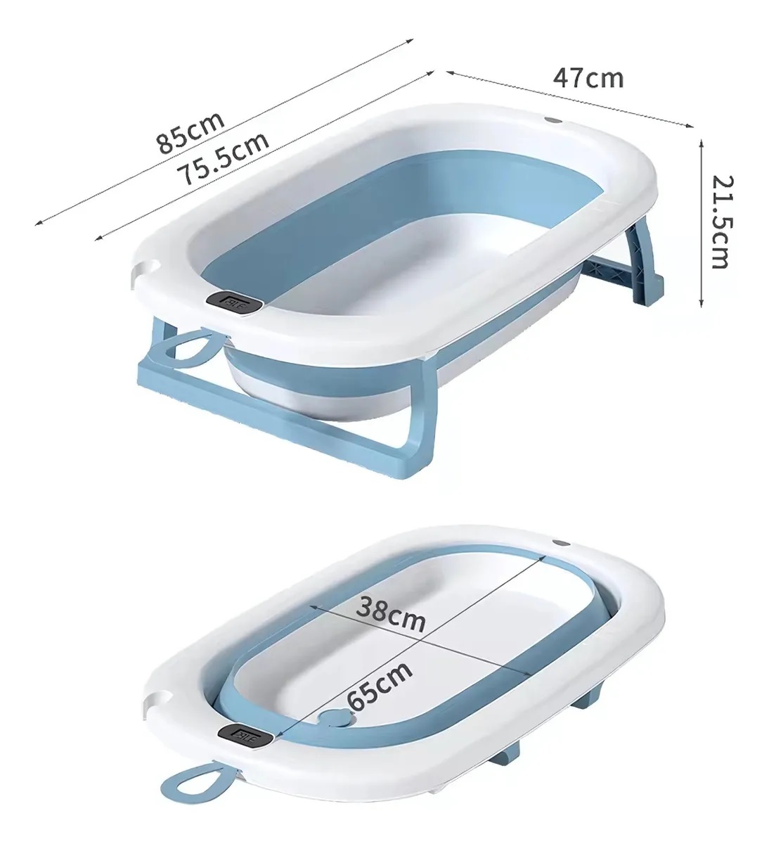 BAÑERA PARA BEBE PLEGABLE CON TERMOMETRO Y COJIN PREMIUM COLOR ROSADO - 2