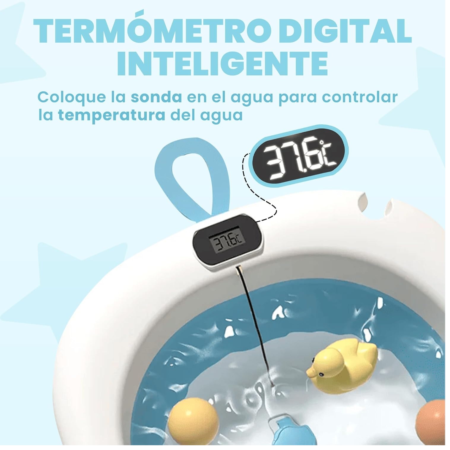 BAÑERA PARA BEBE PLEGABLE CON TERMOMETRO Y COJIN PREMIUM COLOR ROSADO - 4