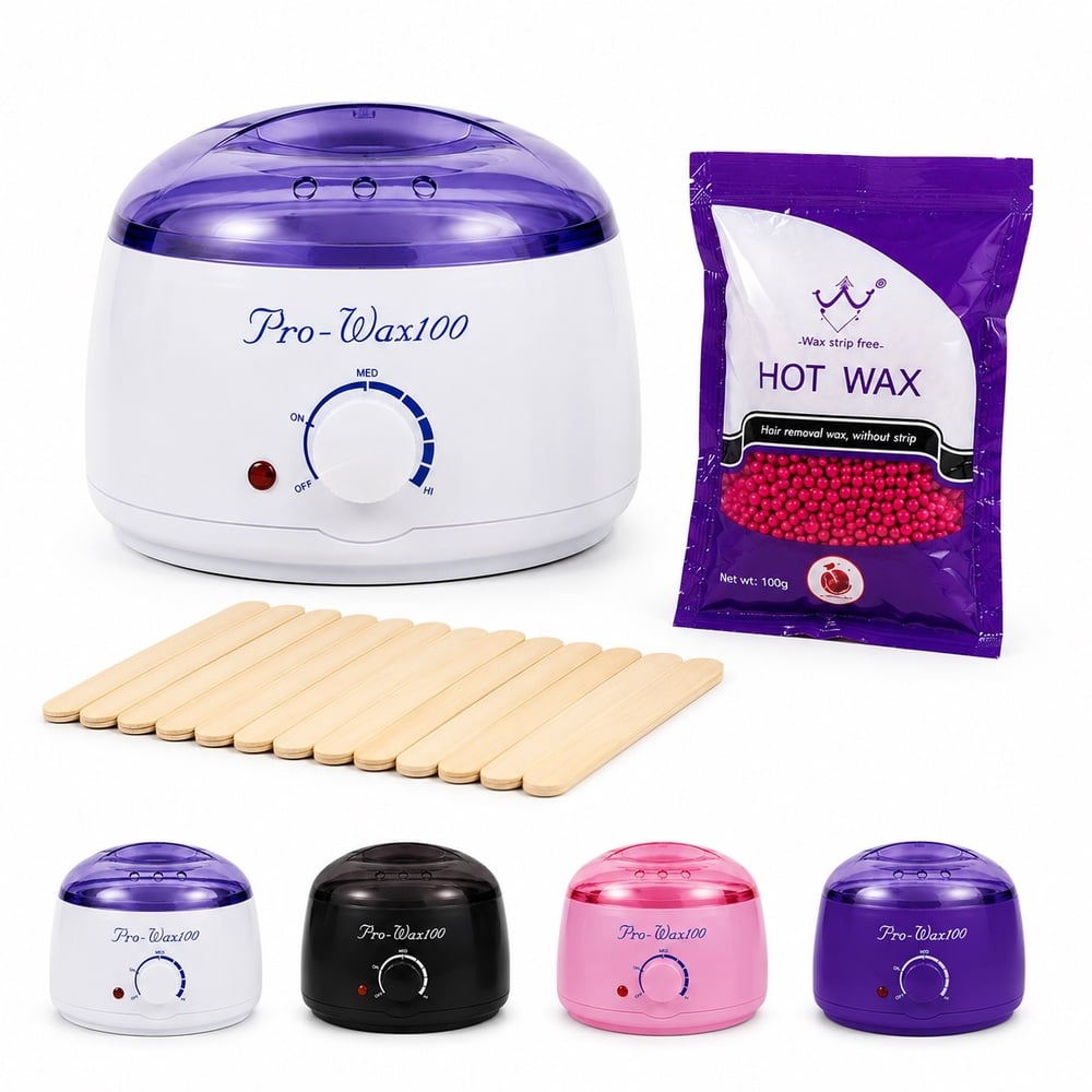 KIT DEPILATORIO PROFESIONAL OLLA CALENTADORA + 100 G CERA GRANULADA + 12 PALETAS - 1