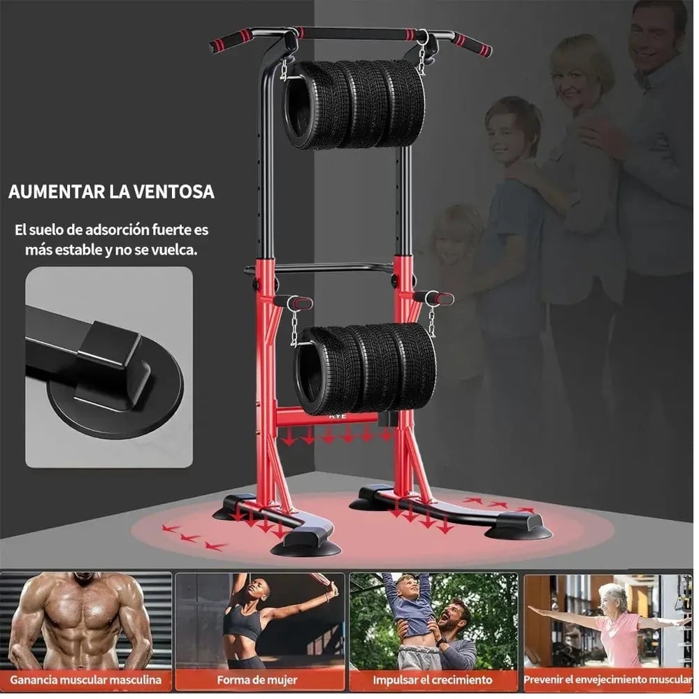 GIMNASIO MULTIFUNCIONAL 5 EN 1 – RACK DE DOMINADAS Y FONDOS AJUSTABLE - 7