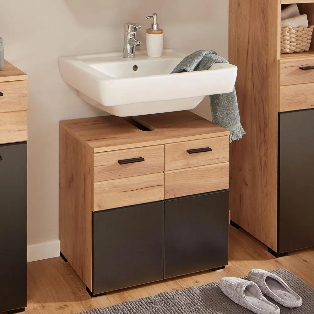 ARMARIO BAJO PARA BAÑO TU MESITA IRINA COLOR MARRÓN/NEGRO - 1