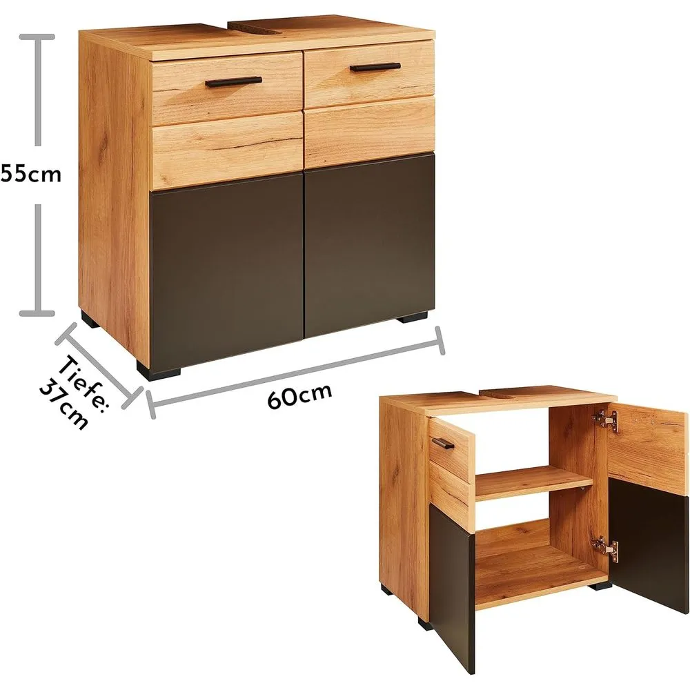 ARMARIO BAJO PARA BAÑO TU MESITA IRINA COLOR MARRÓN/NEGRO - 2