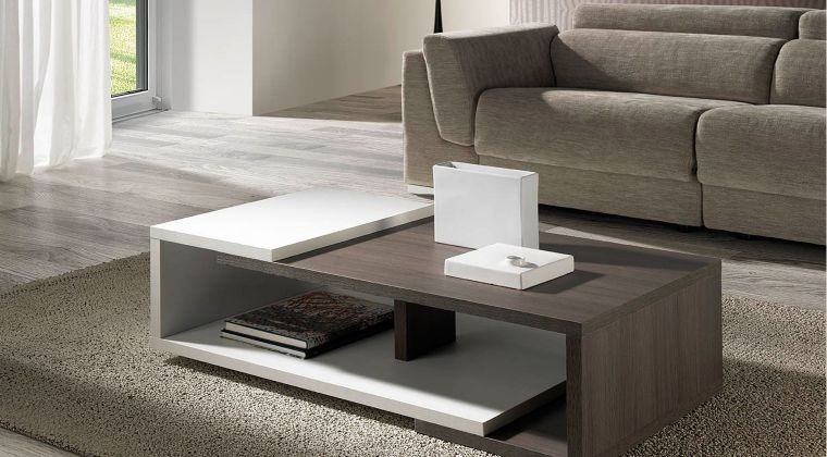 MESA DE CENTRO TU MESITA MINIMALISTA MELAMINE BLANCO CON MARRÓN OSCURO - 1