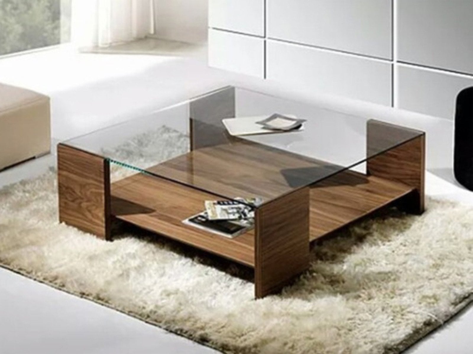 MESA DE CENTRO TU MESITA ALAIA MELAMINE MARRÓN C/VIDRIO - 1