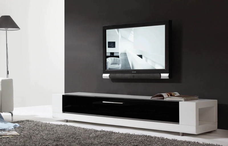 MESA DE TV CONTEMPORÁNEA AGUIAR BLANCO-NEGRO 198CM - 1