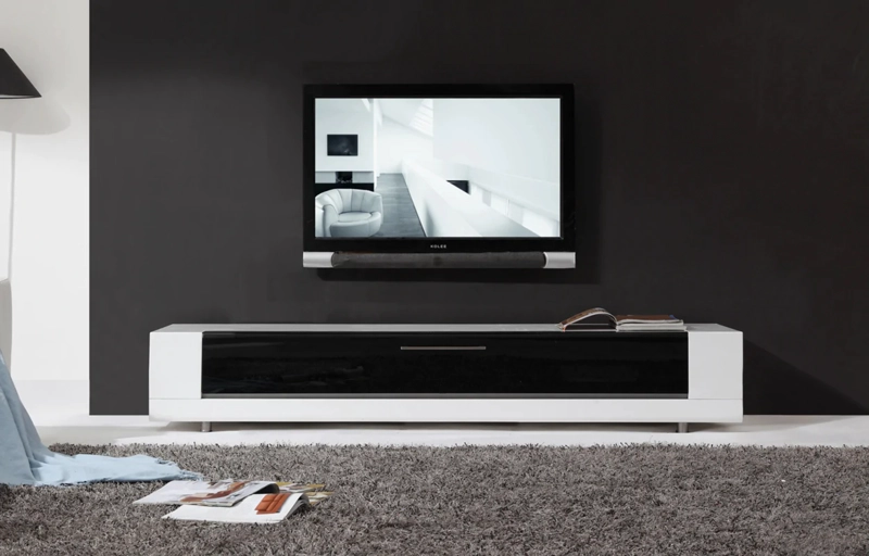 MESA DE TV CONTEMPORÁNEA AGUIAR BLANCO-NEGRO 198CM - 2
