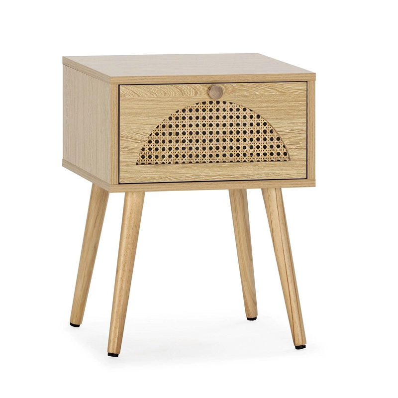VELADOR VINTAGE PORTUGAL COLOR ROVERE CON REJILLA RATAN 1 CAJON TU MESITA - 2