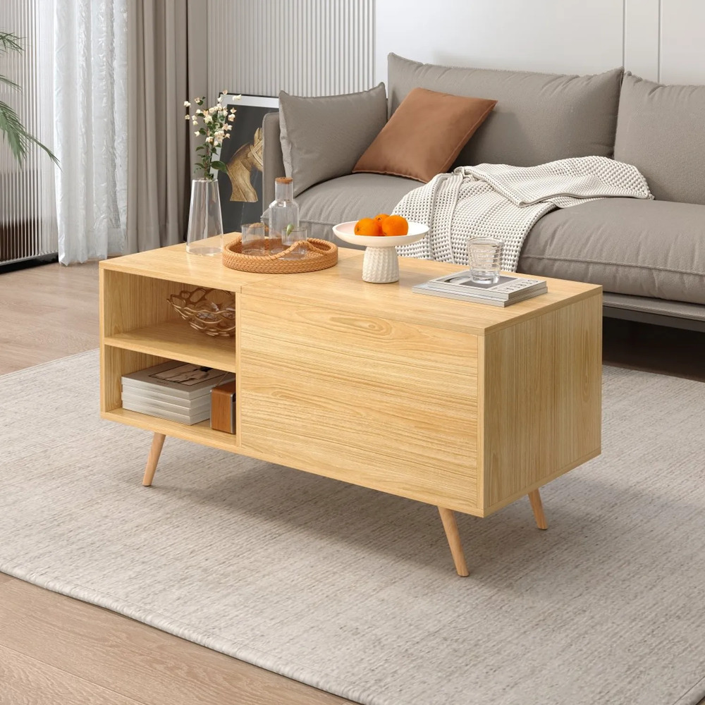 MESA DE CENTRO ELEVABLE MODERNA MALDY COLOR ROBLE BURALO TU MESITA - 2