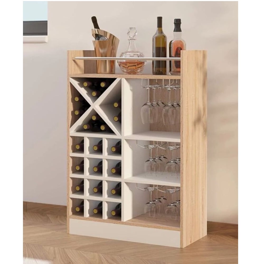 MUEBLE DE BAR MODERNO PORTA VINOS Y COPA MAGGIE BLANCO/DUNA TU MESITA - 1