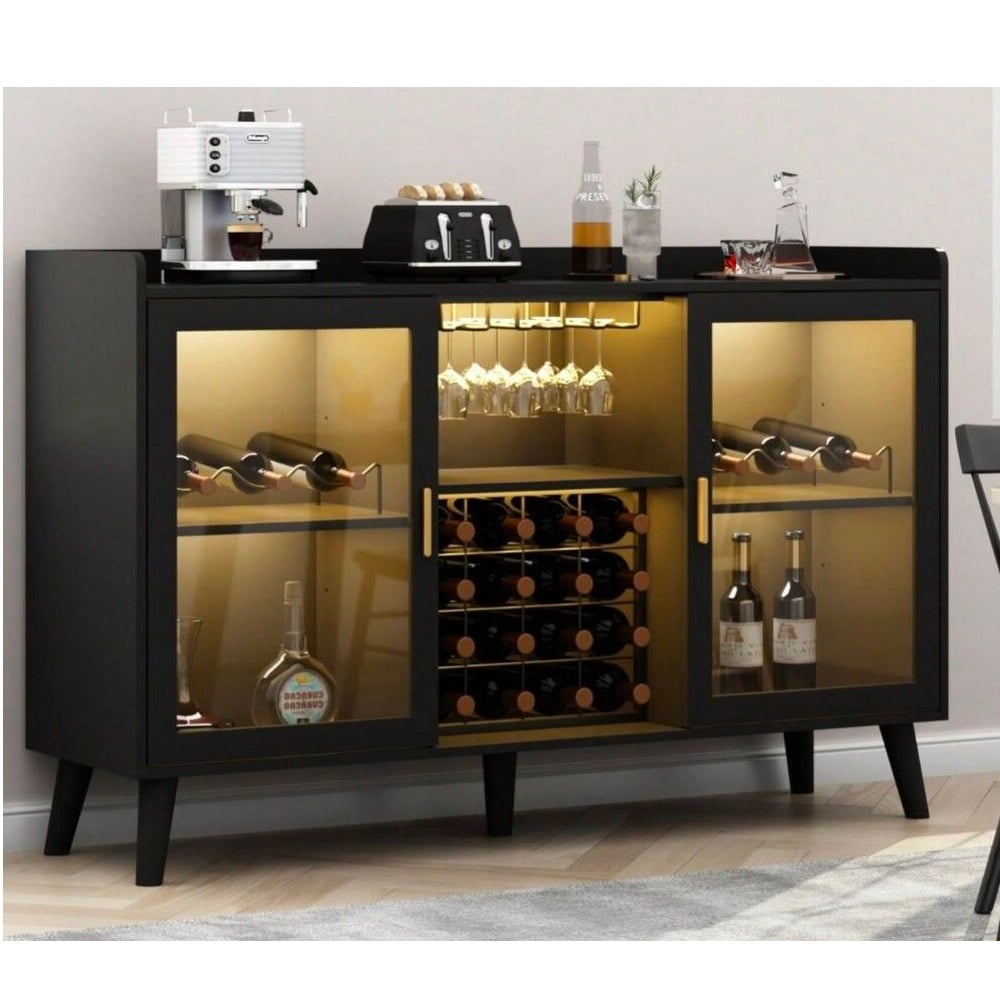 MUEBLE DE BAR ELEGANTE SANCHEZ 2 PUERTAS COLOR NEGRO TU MESITA - 1