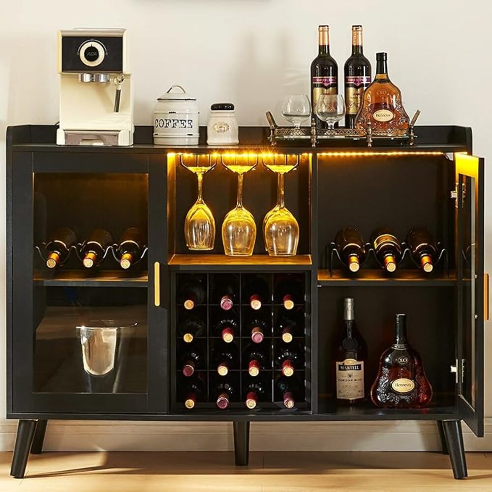 MUEBLE DE BAR ELEGANTE SANCHEZ 2 PUERTAS COLOR NEGRO TU MESITA - 2