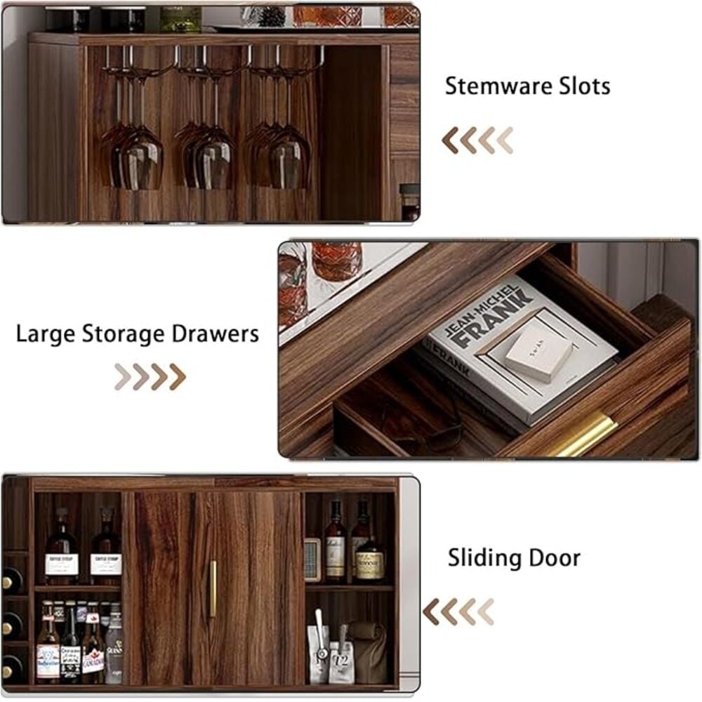 MUEBLE DE BAR MODERNO CON PORTA VINOS Y COPAS CATANIA TU MESITA - 3