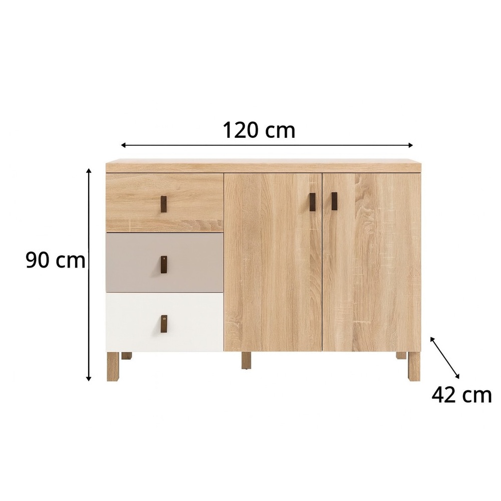 CÓMODA INFANTIL MODERNA AMBAR COLOR SONOMA/GRIS/BLANCO TU MESITA - 2