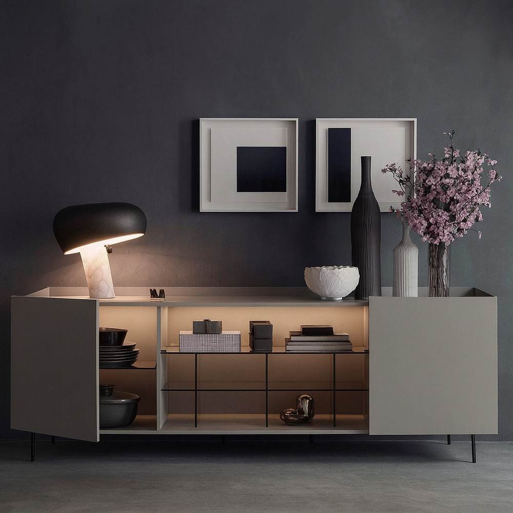APARADOR MODERNO MINIMALISTA CON LUCES LED IDRA COLOR TAUPE TU MESITA - 1