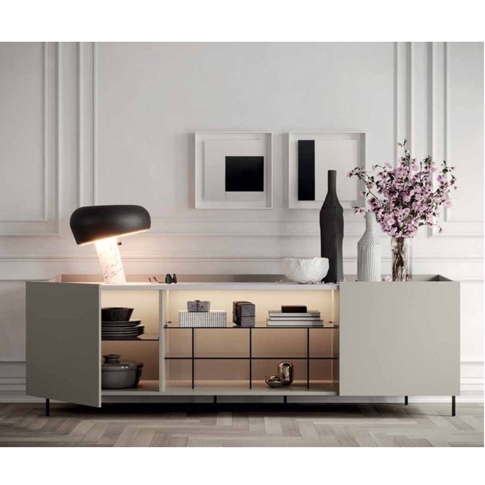 APARADOR MODERNO MINIMALISTA CON LUCES LED IDRA COLOR TAUPE TU MESITA - 2
