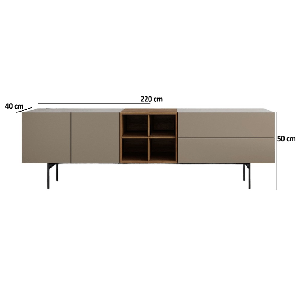 APARADOR MODERNO LONGER 2 CAJ 2 PTAS 4 NICHOS TAUPE/GALES TU MESITA - 4