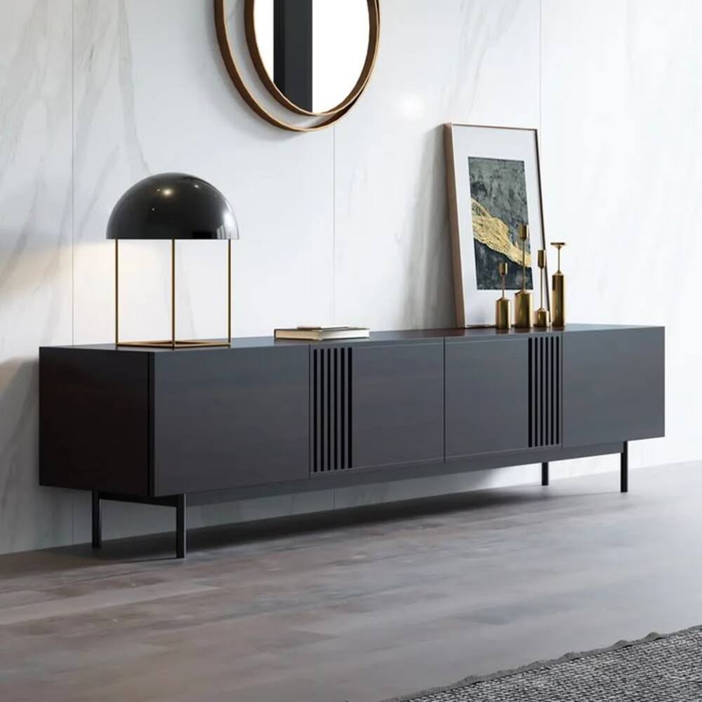 MESA DE TV MODERNA PANTER COLOR NEGRO 4 PUERTAS TU MESITA - 1