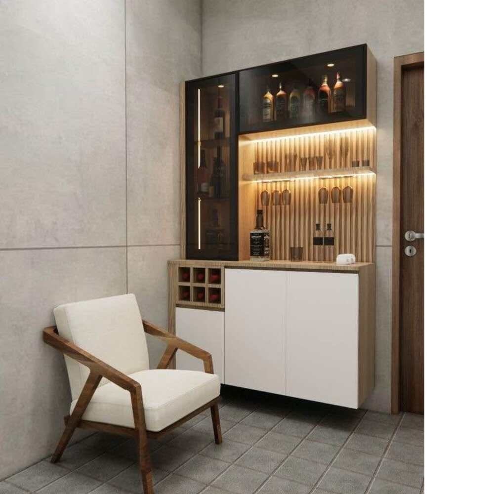 MUEBLE DE BAR MODERNO BRANDY COLOR BLANCO/DUNA CON LUCES LED TU MESITA - 1