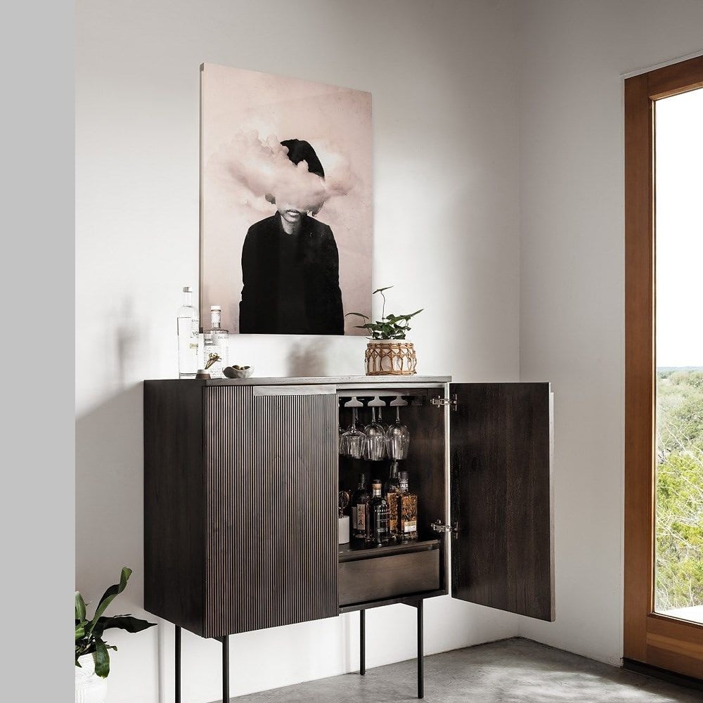 MUEBLE DE BAR MODERNO VERMOUTH 2 PUERTAS COLOR WENGUE TU MESITA - 1
