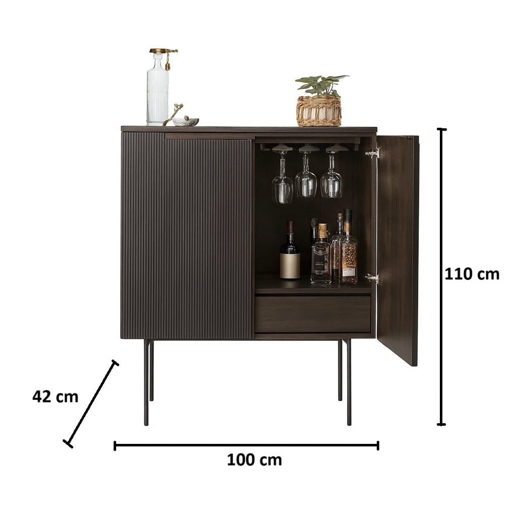 MUEBLE DE BAR MODERNO VERMOUTH 2 PUERTAS COLOR WENGUE TU MESITA - 2