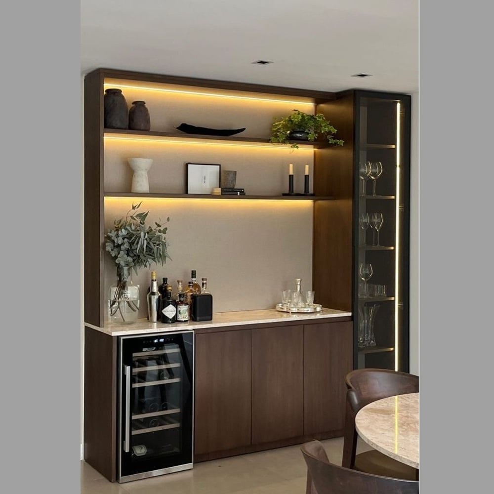 MUEBLE DE BAR MODERNO IRISH COLOR FUME/BLANCO CON LUCES LED TU MESITA - 1