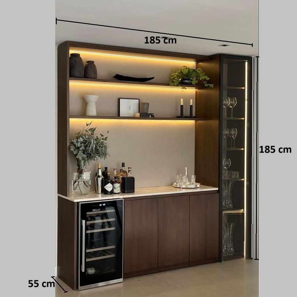 MUEBLE DE BAR MODERNO IRISH COLOR FUME/BLANCO CON LUCES LED TU MESITA - 2