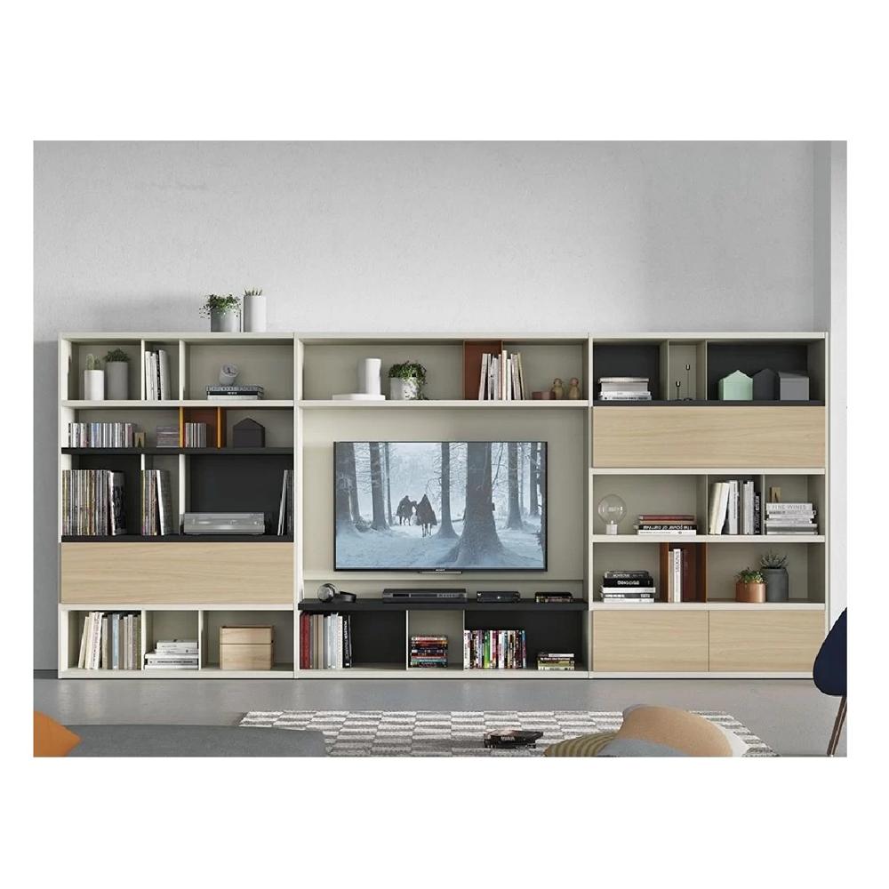 ESTANTE MODERNO KENNEDI COLOR BLANCO/DUNA/NEGRO 4 PUERTAS TU MESITA - 1