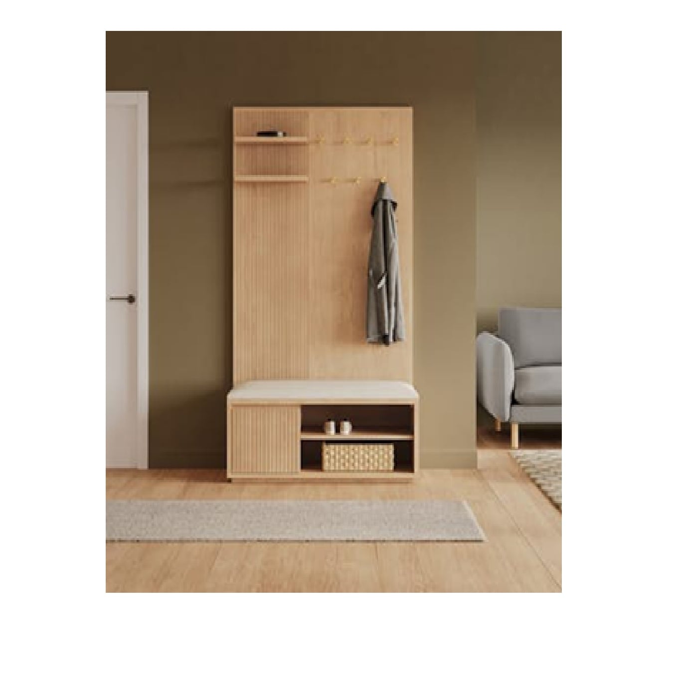 RECIBIDOR MODERNO ZENDA COLOR ROBLE NATURAL 1 PUERTA TU MESITA - 1