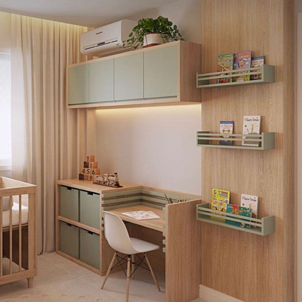 SET DE DORMITORIO INFANTIL EVOLUTIVO MONTESSORI COLOR AGAVE\PANELA TU MESITA - 1