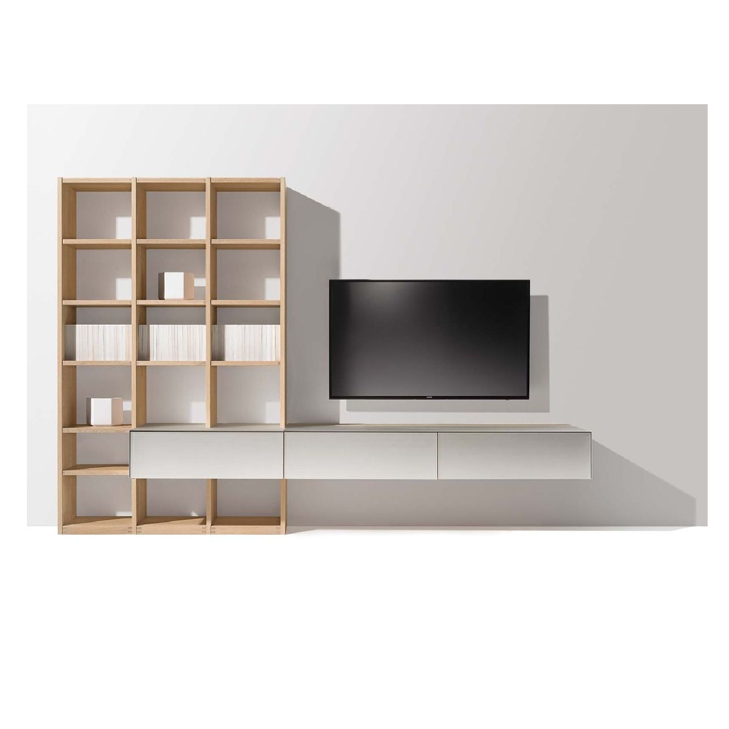 CENTRO DE ENTRETENIMIENTO DE TV CON REPISAS MARGOT COLOR DUNA/BLANCO FUNCIONAL TU MESITA - 1