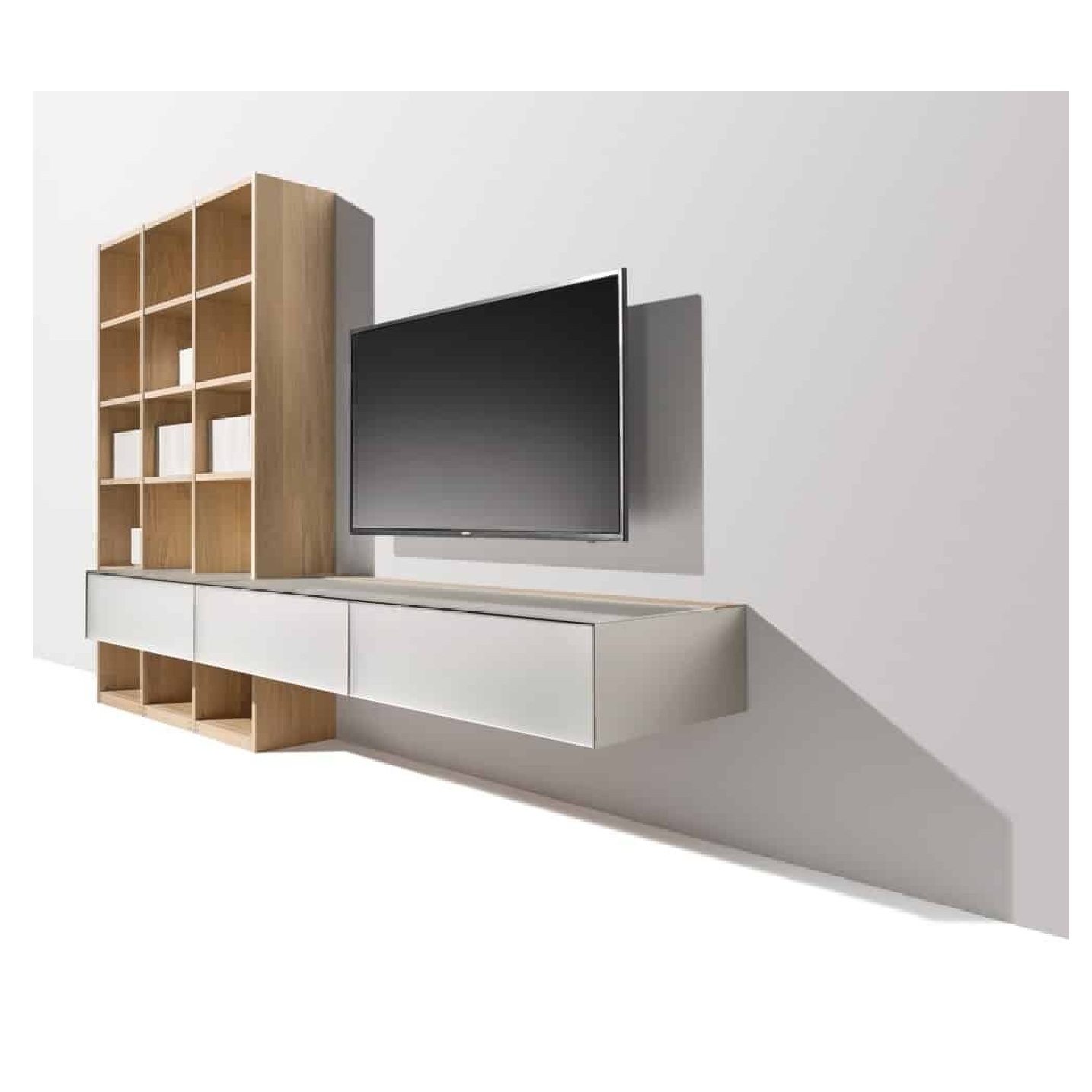 CENTRO DE ENTRETENIMIENTO DE TV CON REPISAS MARGOT COLOR DUNA/BLANCO FUNCIONAL TU MESITA - 2