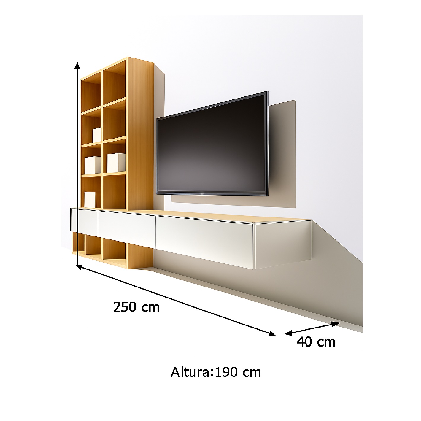 CENTRO DE ENTRETENIMIENTO DE TV CON REPISAS MARGOT COLOR DUNA/BLANCO FUNCIONAL TU MESITA - 3