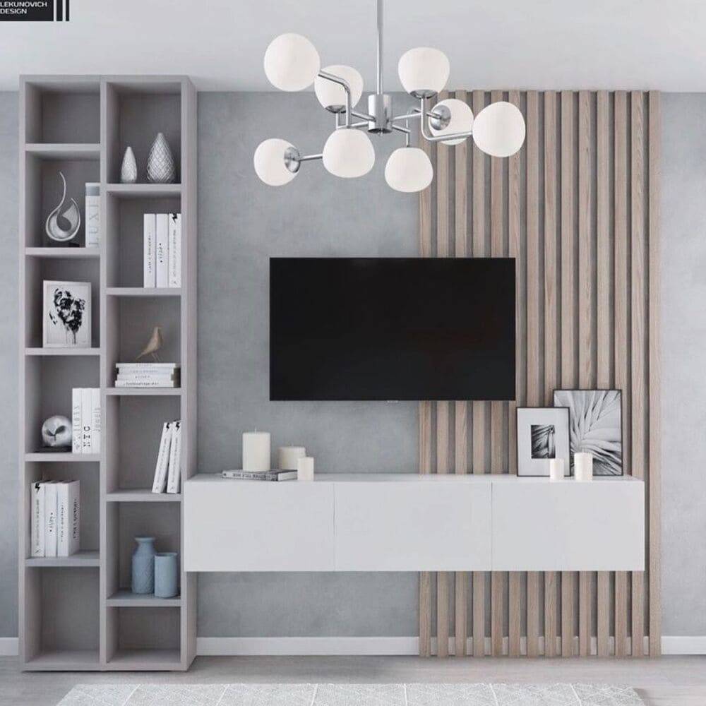 CENTRO DE TV FLOTANTE MEI COLOR ROVERE/GRIS/BLANCO TU MESITA - 1