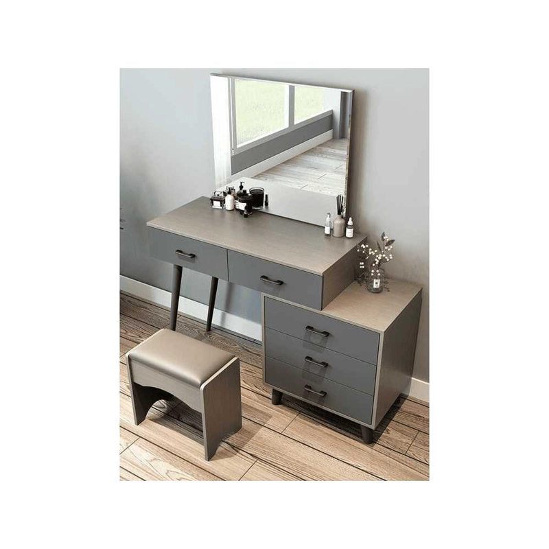 TOCADOR HANSA CON ESPEJO Y ASIENTO COLOR BARDOLINO\PLOMO TU MESITA - 1