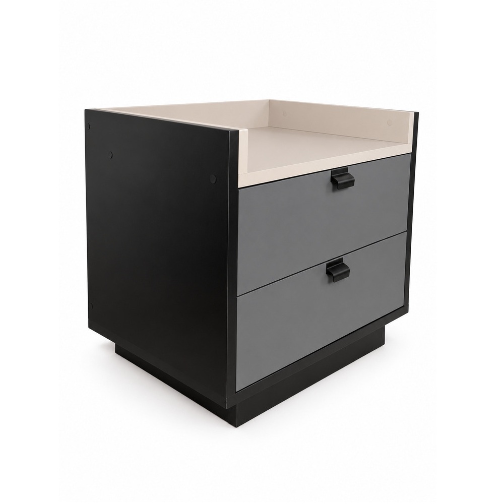 VELADOR MODERNO MANUEL 2 CAJONES NEGRO/TAUPE/PLOMO TU MESITA - 3